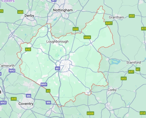 Leicestershire map - no win no fee claims